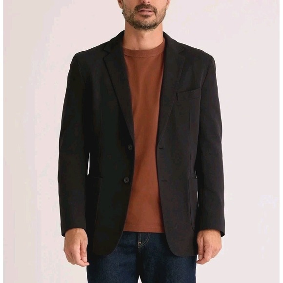 Quince Jackets & Blazers - Quince Organic Cotton Pique Knit Blazer Mens Large Black Sport Jacket NWT